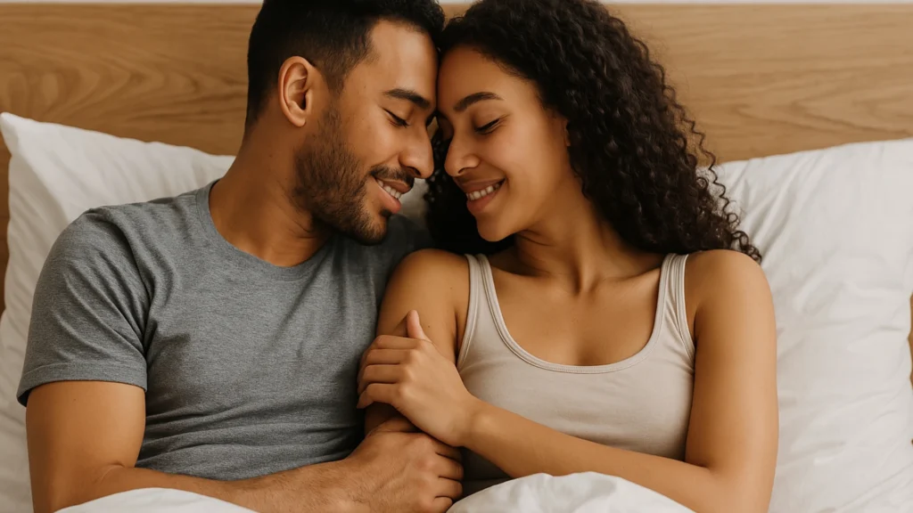 A-couple-gazes-lovingly-at-each-other-symbolizing-the-sexual-link-between-health-and-mental-well-being