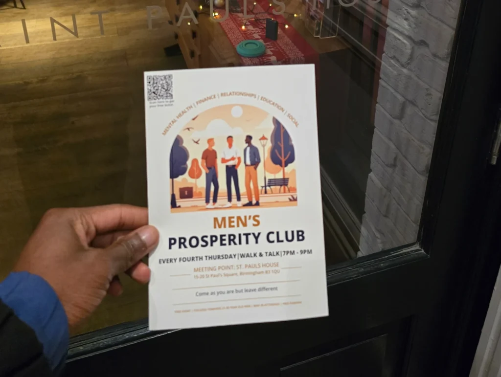 Mental-Health-awareness-flyer-for-Men’s-Prosperity-Club-event-showcasing-the-event-details-and-location
