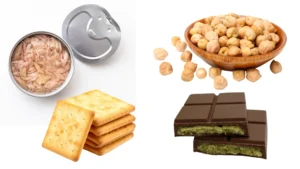 High-Protein-Snacks-with-tuna-crackers-and-chickpeas-and-protein-bars