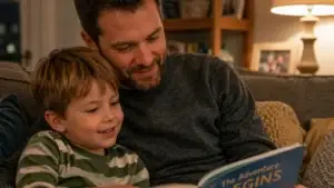What-Are-the-7-Love-Languages-father-and-young-child-reading-a-book-together-at-home-showing-quality-time-emotional-security-and-family-connection