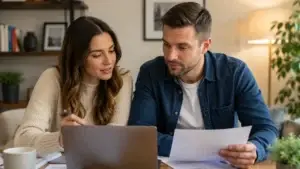 What-Makes-a-Successful-Marriage-couple-reviewing-finances-together-at-home