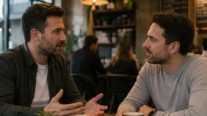 Two-friends-discussing-personal-finances-over-coffee-demonstrating-how-open-conversations-can-strengthen-a-positive-Money-Mindset-and-build-financial-confidence