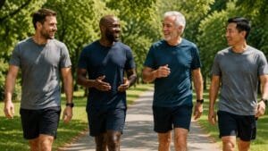 saving-money-tips-through-community-support-as-men-discuss-financial-goals-during-a-walk-outdoors