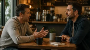 Personal-Transformation-through-meaningful-conversations-showing-two-men-sharing-an-open-discussion-in-a-warm-cafe-environment-representing-support-trust-and-personal-growth