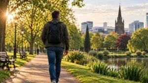 Hope-for-Men-man-walking-forward-through-Birmingham-park-towards-a-brighter-future