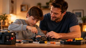 Father-and-son-spending-quality-time-together-while-building-a-model-car