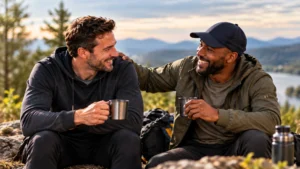 Two-men-friends-sharing-a-conversation-outdoors