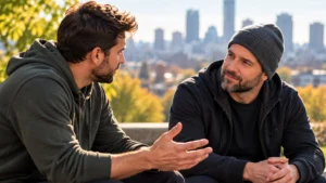 Two-men-talking-openly-about-rejection-and-emotional-challenges