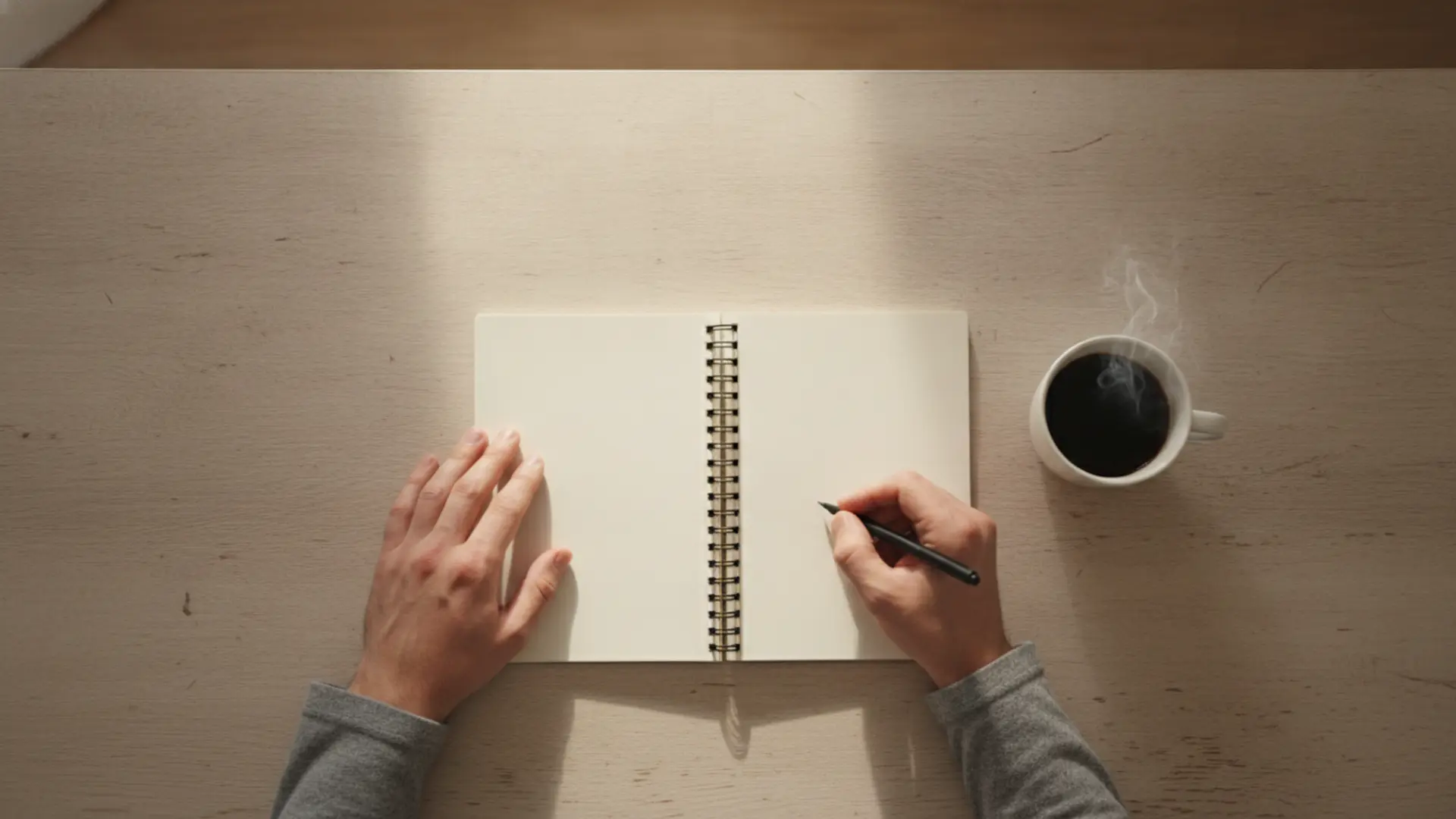 A man's hands writing in a journal as part of his journey of how to reset your life.